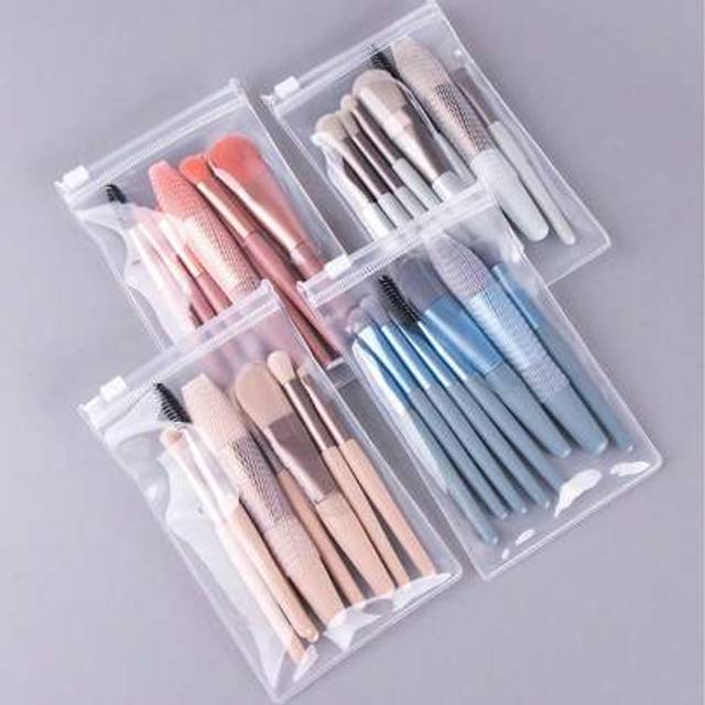 SHEIN 8pcs Makeup Brush Set With Portable Case Professional For Blush Highlighter Eyeshadow Powder Concealer Eyebrow Blending Gift For Makeup Beginner Artis