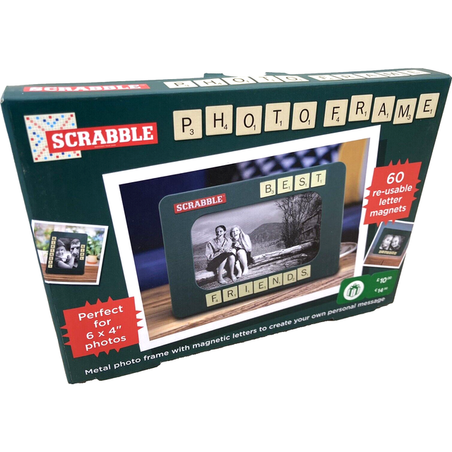 Scrabble official tile word magnetic letters metal photo frame 6" x 4" gift