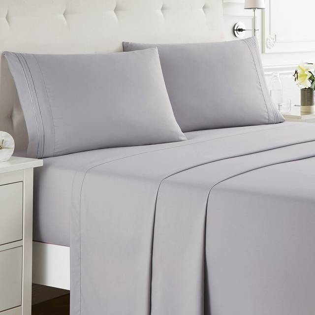 Nestl Full Size Sheet Sets - 4 Piece Full Size Sheets  Deep Pocket  Hotel Luxury  Extra Soft  Breathable and Cooling  Grey Lavender Bed Sheets for Ful