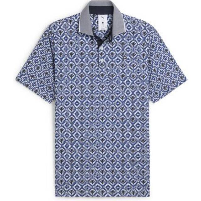 Puma x Palm Tree Crew Tile Golf Polo Shirt White Glow/Deep Navy 630033-02 - Small