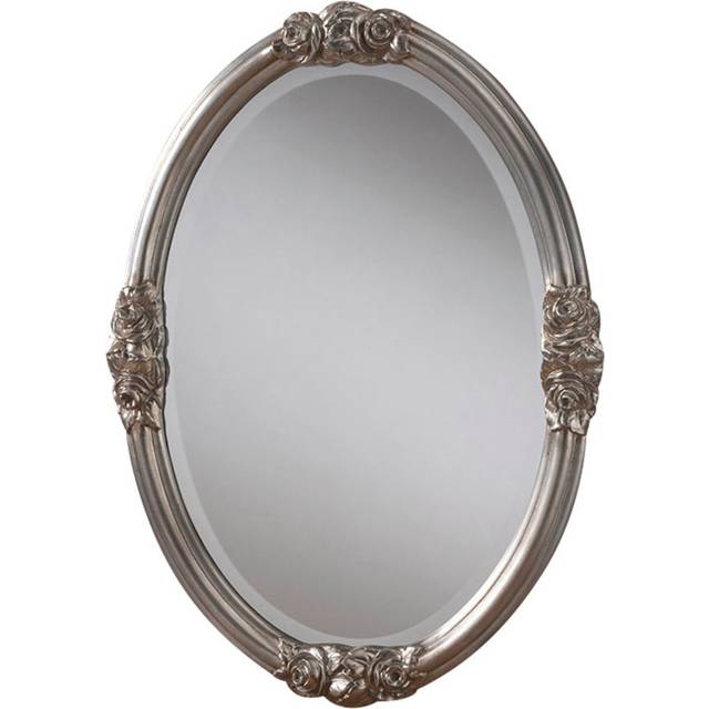 Yearn Silver Rose Oval Wall Mirror 81 x 61cm