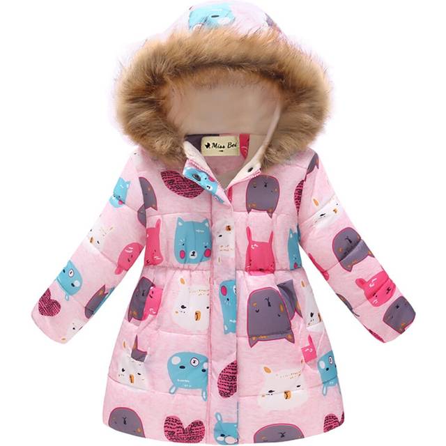 Miss Bei Girl's Kids Toddler Winter Flower Print Parka Outwear Warm Cotton Coat Hooded Jacket Little Pink Blame 130CM