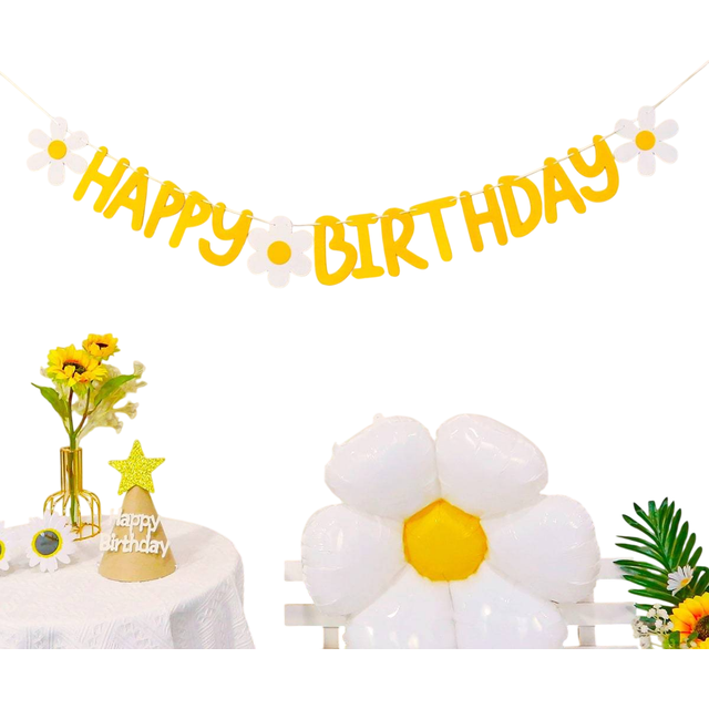 SHEIN 1pc Flower & Letter Decor Pull Flag,