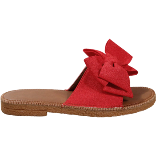 SHEIN Bowknot Round Toe Slippers For Women, Fashionable Two-Wear Outdoor Sandals, Non-Slip Butterfly Decoration Slide Sandals
