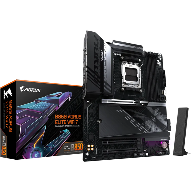 GIGABYTE B850 AORUS ELITE WIFI7 Motherboard - AMD Ryzen 9000 Series CPUs, 14+2+2 Phases Digital VRM, up to 8200MHz DDR5 (OC), 1xPCIe 5.0 + 2xPCIe 4.0 M.2, 2.5 LAN, WIFI 7, USB 3.2 Gen 2x2
