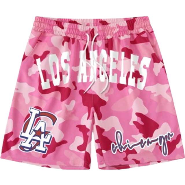 ROMWE MEN Men Street Style Drawstring Waistband Letter And Camouflage Print Basketball Shorts For Summer, School