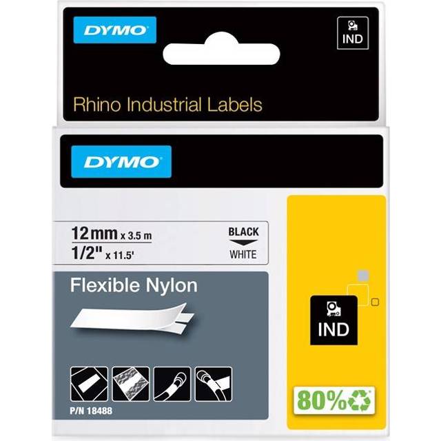 Dymo Tape Rhino 12mmx3,5m flexib nylon bl/whi 18488