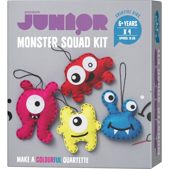 Diy-kit Monstergänget – sy 4 söta och färgglada monster av filt