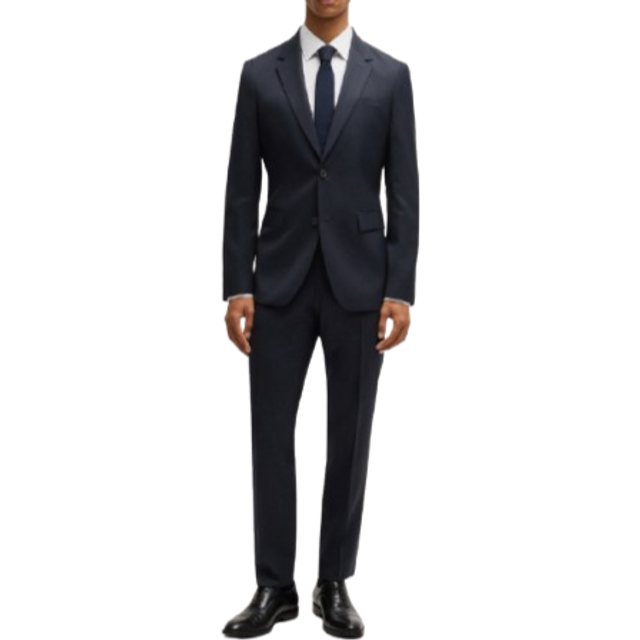 Hugo Boss, Kostym, Herr, XL, Polyester, Slim Fit Ullblandning Kostym med Mikromönster i Blå - blue (XL)