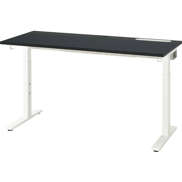 MITTZON skrivbord, svartbetsad askfaner/svart vit, 140x60 cm