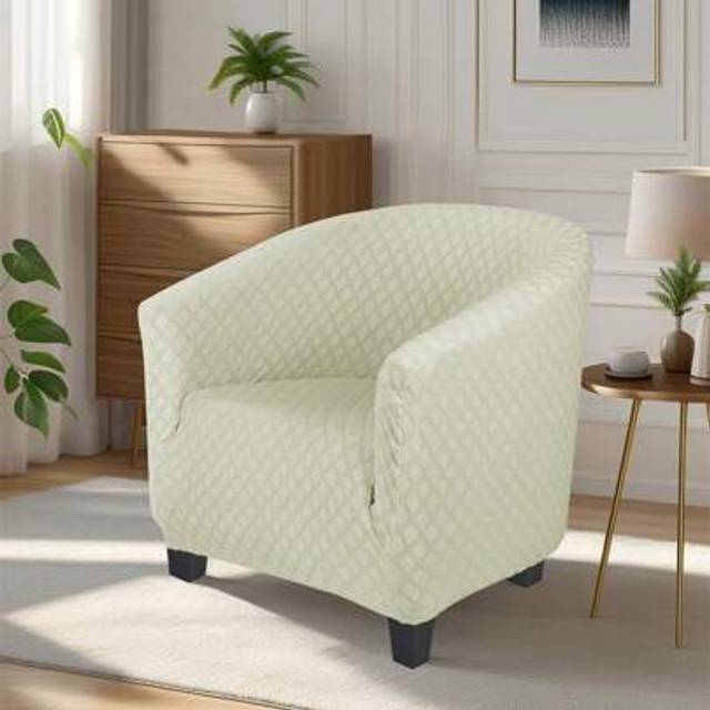 SHEIN 1pc Jacquard Diamond Pattern Bathtub Sofa Cover, Solid Color Stretch Full Wrap Single Sofa Slipcover, Home/Cafe Use Dust Proof Protector