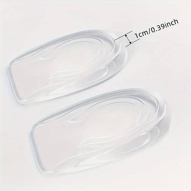 TEMU 1 Pair Transparent Silicone Gel Insoles - Soft, Elastic Heel Inserts For Height Increase & Shock Absorption, Foot Pads For Everyday , Shoe | Clear Gel Insoles | Flexible Cushioning