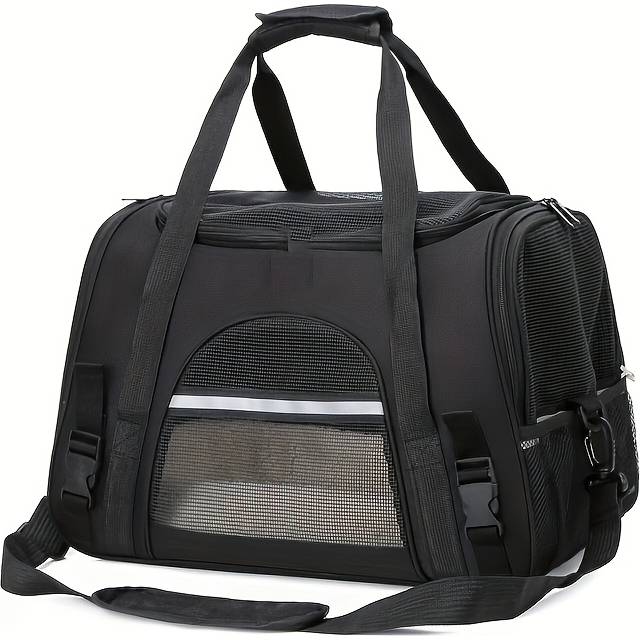 TEMU Portable Cat Carrier Bag, Breathable Polyester Soft-sided Travel Pet Bag With Zipper Closure, Outdoor