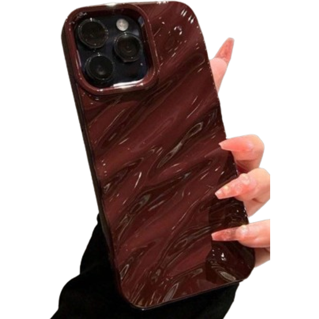 Burgundy Apple Minimalist 3D Wavy Pattern Mjukt telefonfodral kompatibelt med Iphone 16 Pro Max / 16 / 16 Pro / 16 Plus / 15 / 15 Pro Max / 15 Pro / 1 - Bourgogne (Multi-size)