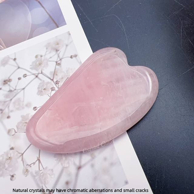 TEMU 1pc Quartz Heart-shaped Massage Tool - Smooth Pink Crystal Gua Sha Board For Relaxing Facial & Body Care, Facial Massage Tool | Gentle Touch | Smooth Crystal