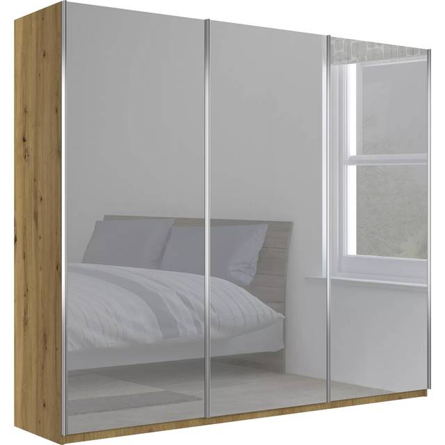 John Lewis Elstra 300cm Mirrored 3 Sliding Doors Wardrobe, Bianco Oak