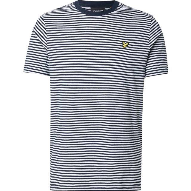 Lyle & Scott - T-shirt Linen Blend Breton Stripe T-shirt - Blå