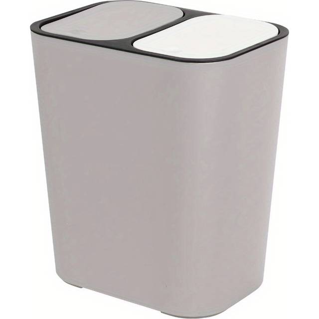 TEMU Waste Bin Double Recycling Waste Bin Plastic Rectangular Dual Compartment Trash Organiser Container Push Button Waste Bin For Kitchen Office Bedroom Living Room