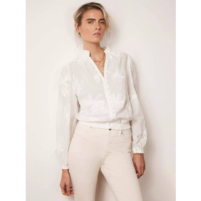 Mint Velvet Floral Sequin Blouse, White Ivory