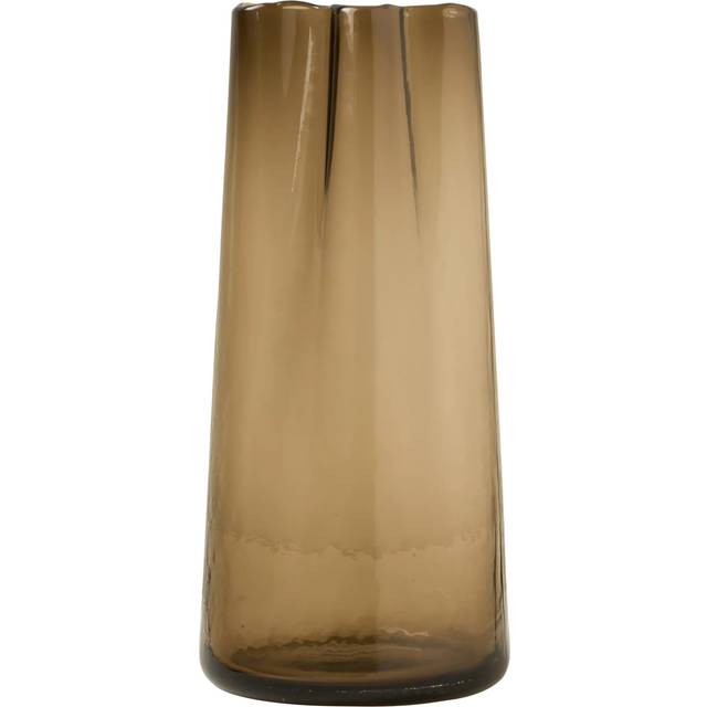 Truly Scallop Edge Glass Column Vase, H32cm, Brown