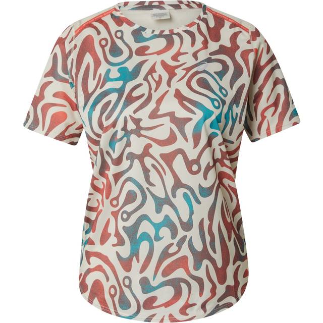Asics Road All Over Print T-shirt SS Dam L Vit/Röd - Löpartröja för träning