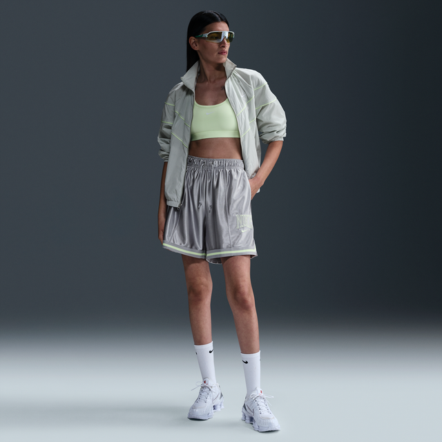 Shorts Nike Sportswear Women&#39;s Loose Mid-Rise Graphic Shorts Lt Smoke Grey/ Barely Volt/ Barely Volt L (L)