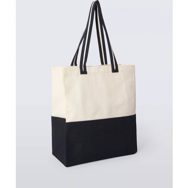 John Lewis Colour Block Cotton Canvas Beach Bag, Natural Multi
