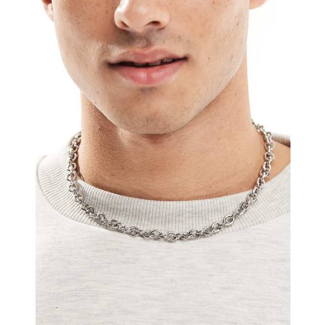 ASOS DESIGN – Silverfärgat kedjehalsband i vattentåligt, rostfritt stål