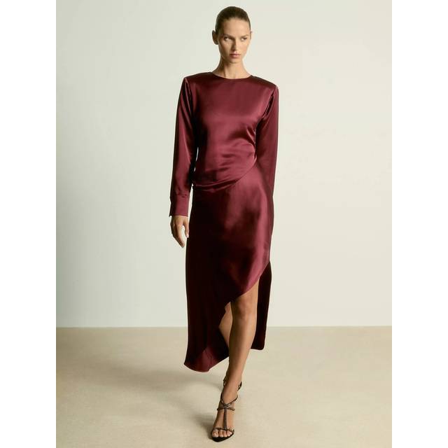 Reiss Petite Valli Asymmetric Maxi Dress, Burgundy