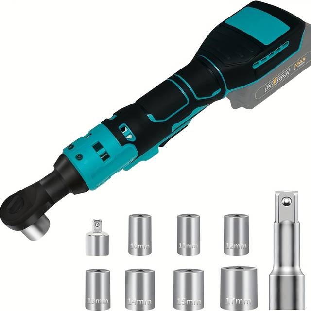 TEMU Cordless Ratchet Wrench Compatible With 18v Batteries, Ratchet, 60n. Rpm Square Drive Wrench, With Variable Speed, 7 Sockets, 1/4" Adapter & 3" Extension Bar (tools Only)