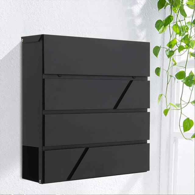 TEMU Grey Large Letter Box Post Wall Mounted Lockable With 2 Keys