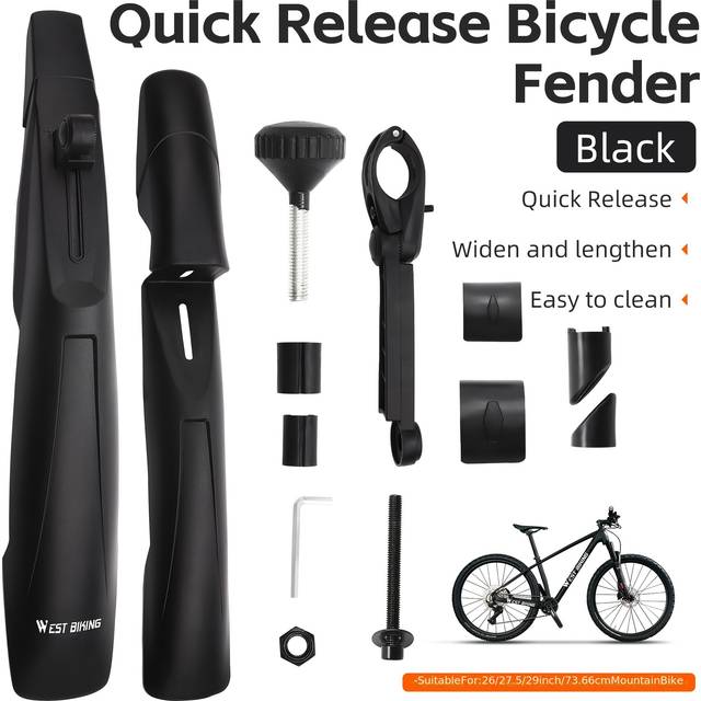 TEMU 1 Set Universal Fenders, Pa Mudguards For 26/27.5/29 Mtb, Cycling , , -