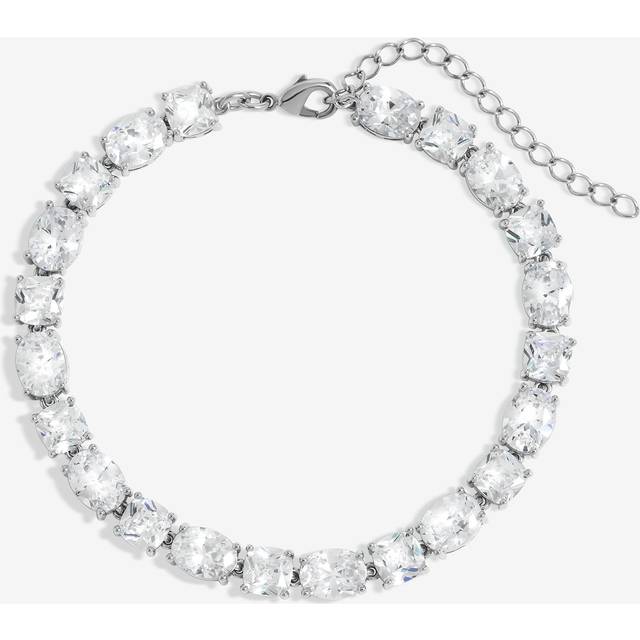 Rhodium Plated Cubic Zirconia Mixed Stone Bracelet - Gift Boxed - Silver - One Size
