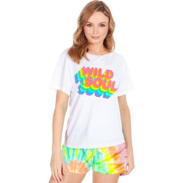 (Multicoloured, Medium) Metzuyan Womens Summer 100% Cotton Pjs Set T Shirt Vest Top And Shorts Pyjamas