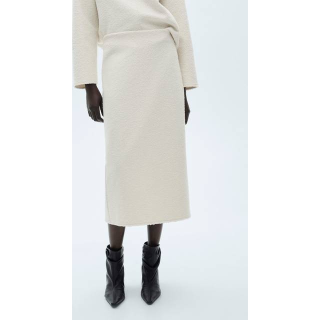 Bouclé midi-skirt ecru - Woman - XL - MANGO - Ecru