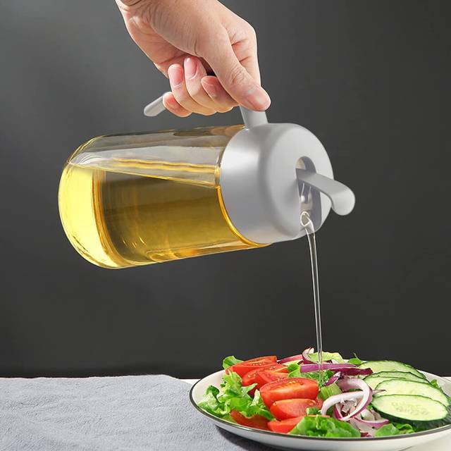 Auto Flip Oil Dispenser Bottle Olive Oil Dispenser Bottle with Automatic Cap No Drip Condiment Dispensing Cruet Container Drip-Free & Spill-Free Spout