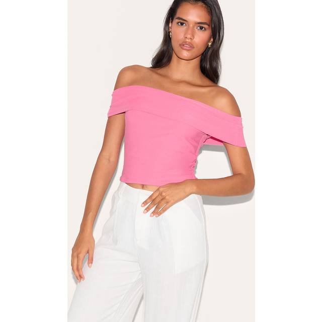 Candy Pink Soft Touch Bardot Long Top, Pink - 12