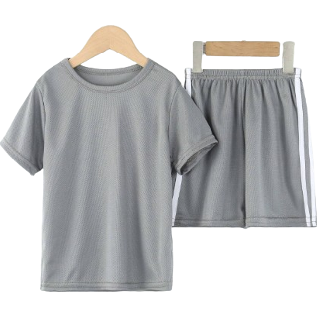 SHEIN Young Boy 2 Pieces Set Short Sleeve T-Shirt And Shorts Outfit, Boys Athletic Sports Breathable Mesh Clothing