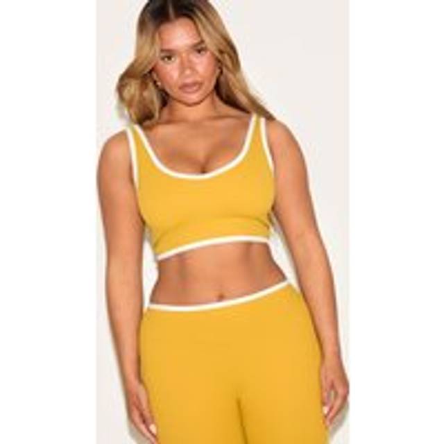 Shape Olive Active Contrast Binding Sports Bra, Green - L