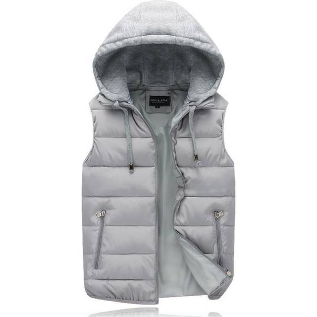 (grey, XL) Warm Hooded Vest Coat For Women Men Couples Thicken Sleeveless Waistcoat