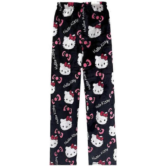 (Pink Black, XL) Cartoon Pajamas Anime Hello Kitty Pants Multicolour Flannel Women Casual Home Fashion Trousers Girl Clothes Gift