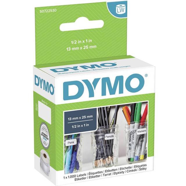 DYMO Original LabelWriter multifunktionsetiketter (liten) | 13 mm x 25 mm | rulle med 1 000 lättrengjorda etiketter | självhäftande | för LabelWriter etikettskrivare och märkningsenhet
