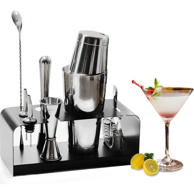 SKY FISH Cocktail Shaker Set, 8 Piece Bartender Kit with Stainless Steel Stand, Perfect Home Cocktail Making Set, Martini Cocktail Mixing Tools Set