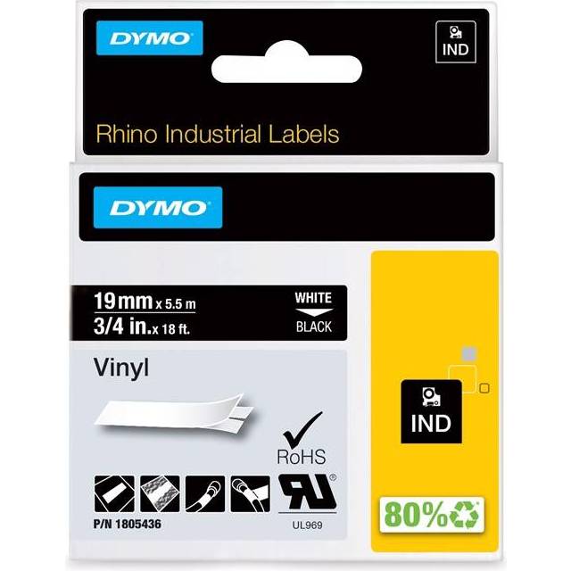 Dymo 1805436 19mm White on Black