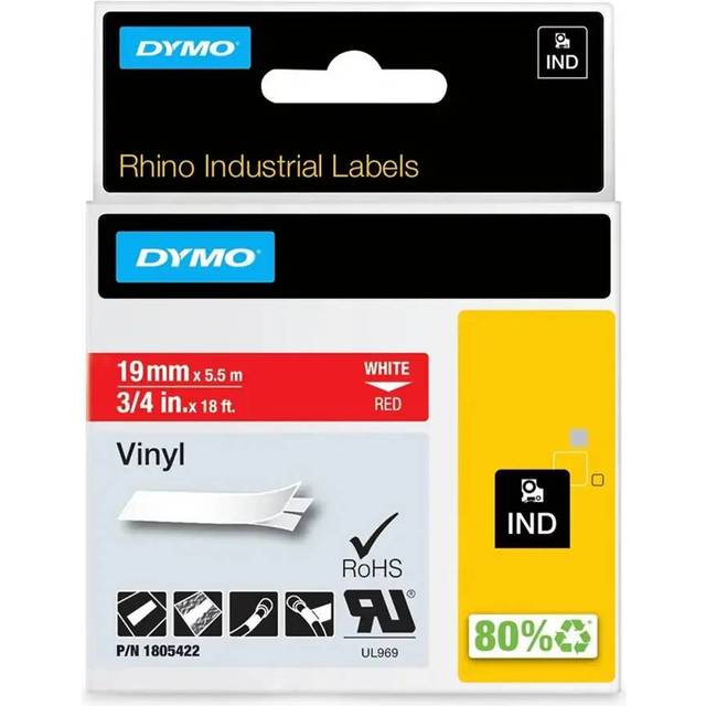 Dymo 1805422 19mm White on Red