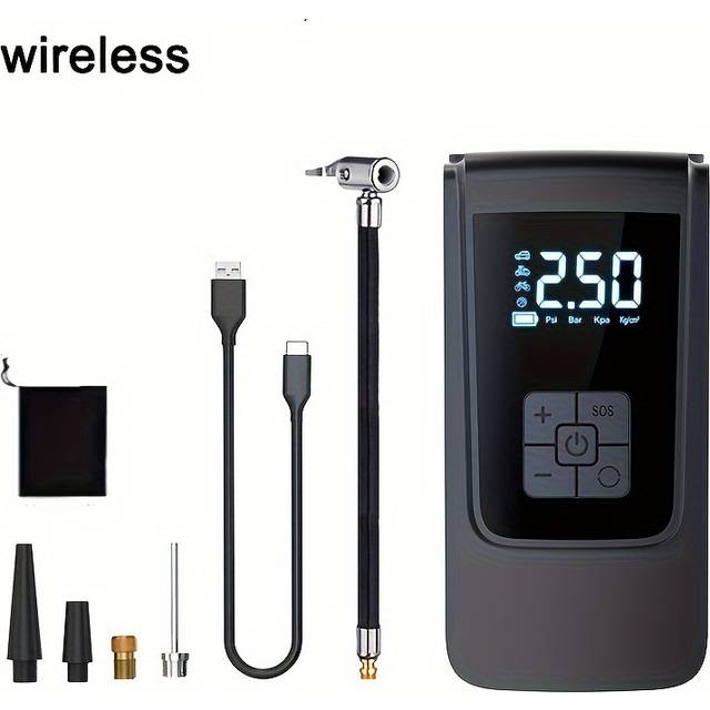 TEMU Ultra-portable Lcd Digital Display Car Air Compressor Pump, Car Accessories, Cordless Car Tire Inflator With , Protable Tool, Powerful For Fast Inflation Of Cars, Motorcycles, Bicycles, Ball,