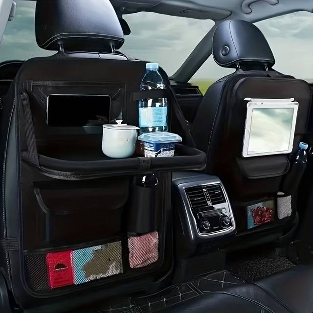 TEMU Oxford Cloth Storage Bag For Car Seat Back, Hanging Storage Bag, Vehicle Storage Organizer, Multifunctional In-car Clutter Rack, In-car Dining Table.