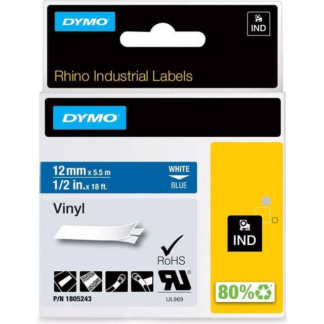 Dymo 1805243 12mm White on Blue