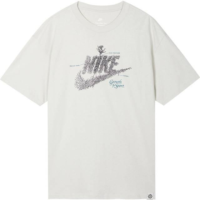 Men's Nike Sportswear Plant Flowers Logo Printing Sports Round Neck Short Sleeve Light Bone T-Shirt DN5135-072 - Default Color - XL