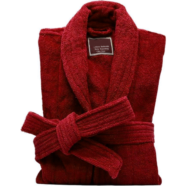 (Red) Luxury Mens & Ladies Bathrobe 100% Pure Egyptian Cotton Terry Towel Towelling Dressing Gown Robe (One Size)